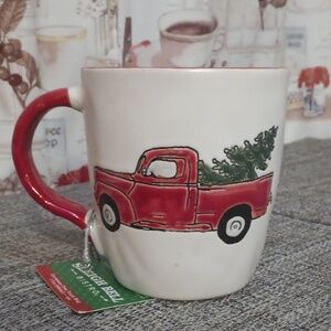 Festive Red and White Christmas TreeTruck Mug 17 oz